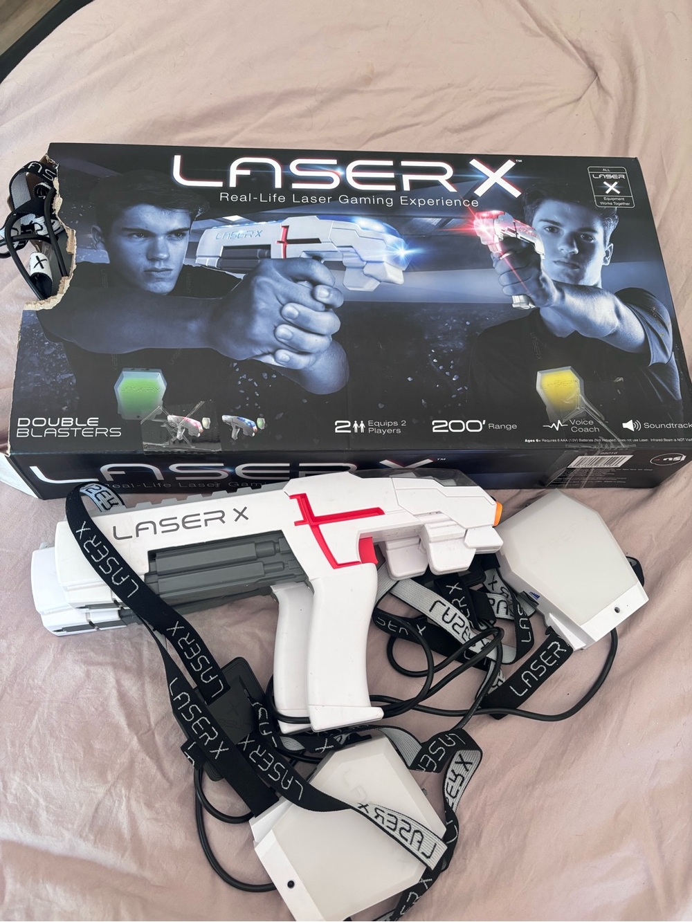White and Red Laser Tag Double Blaster Set